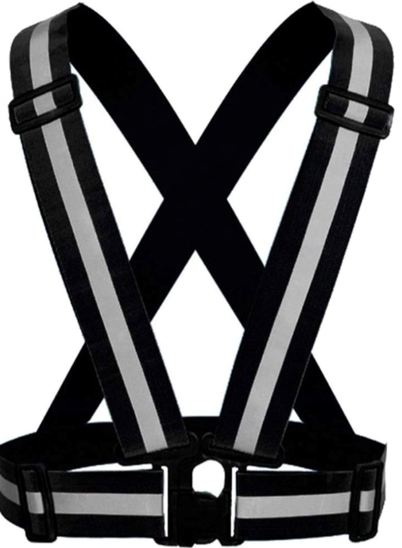 Generic High-Visibility Reflective Safety Belt & Jacket Set Black  - Image 1