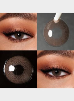 Unibling Queen Chocolate Yearly Colored Contact Lenses, Unisex Cosmetic Contact Lenses, Enlargement Collection, Red Brown, With Case  - Image 2