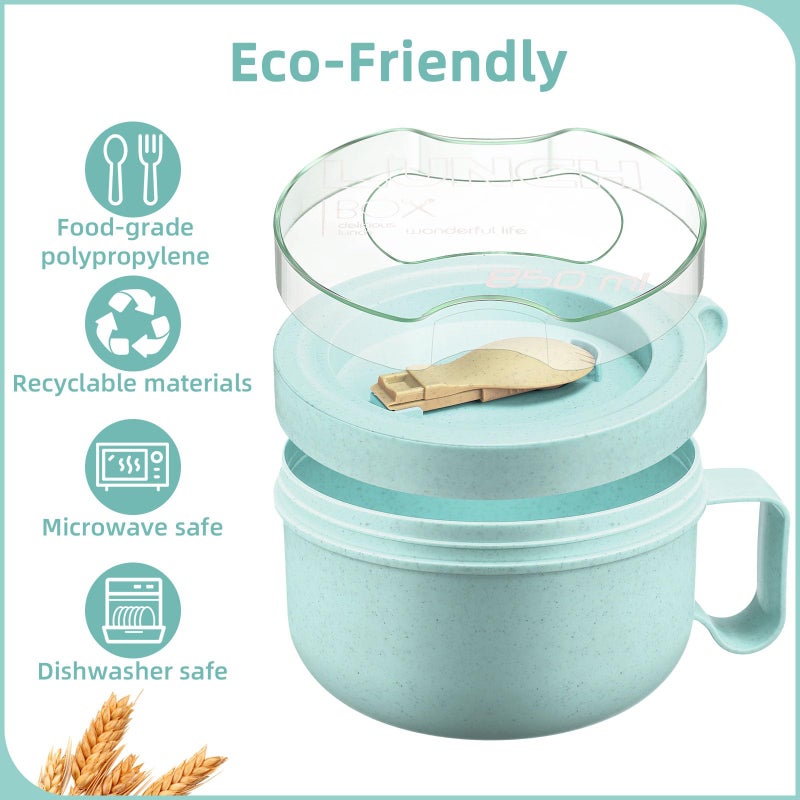 Maxdot 4 Pcs Microwave Ramen Bowl Microwavable Instant Soup Cups with Lids Large Soup Bowls with Handles Dishwasher Safe Mug for Cereal Food Container(Green) - Image 4