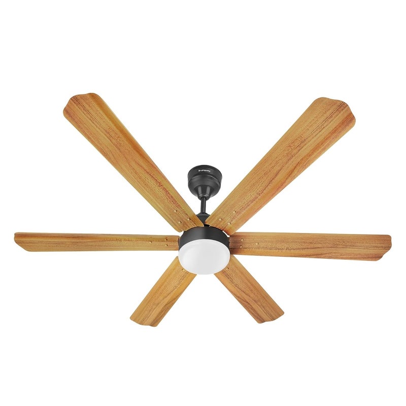 Longway Luminair Max 1200 mm BLDC Ceiling Fan with Remote Control LED LightBEE 5 Star Rated Energy EfficientUltra High Speed 6 Blade AntiDust Decorative5 Years Warranty Golden Birch Pack of 1 - Image 1
