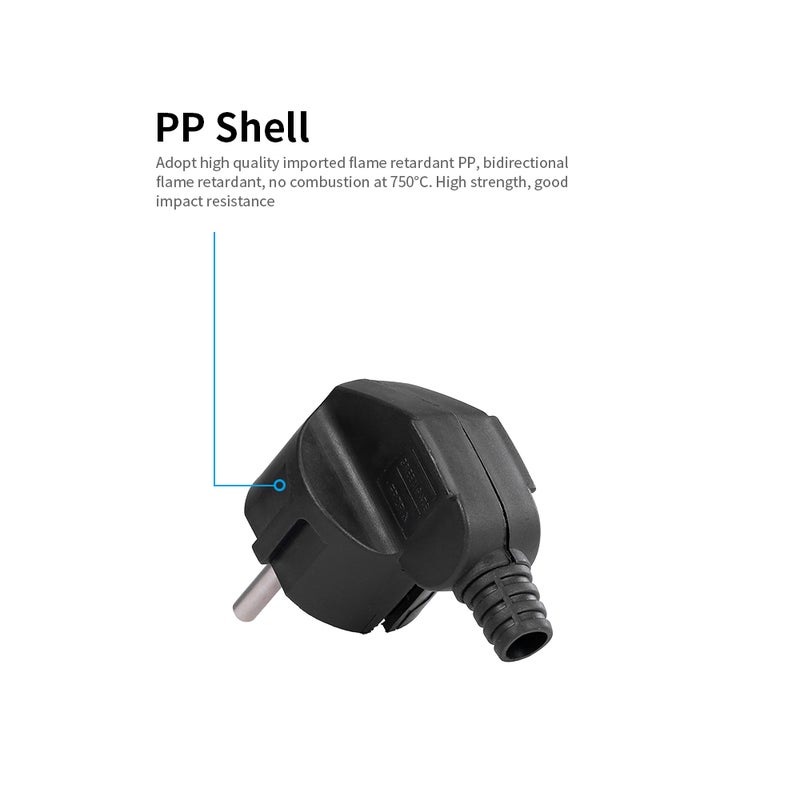 16A EU Round Pin Removable Plug Black - Image 4