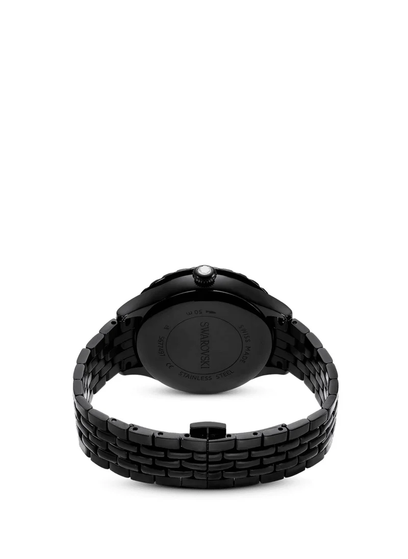 سواروفسكي Lather Strap Analog Watche