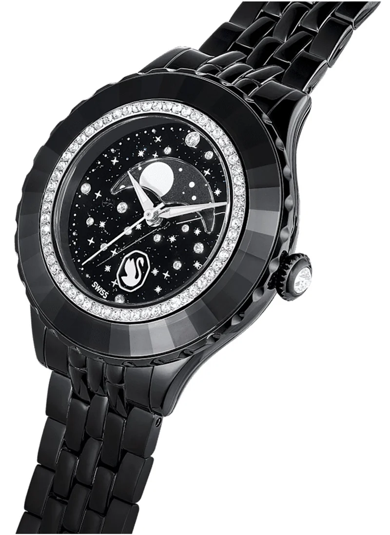 سواروفسكي Lather Strap Analog Watche