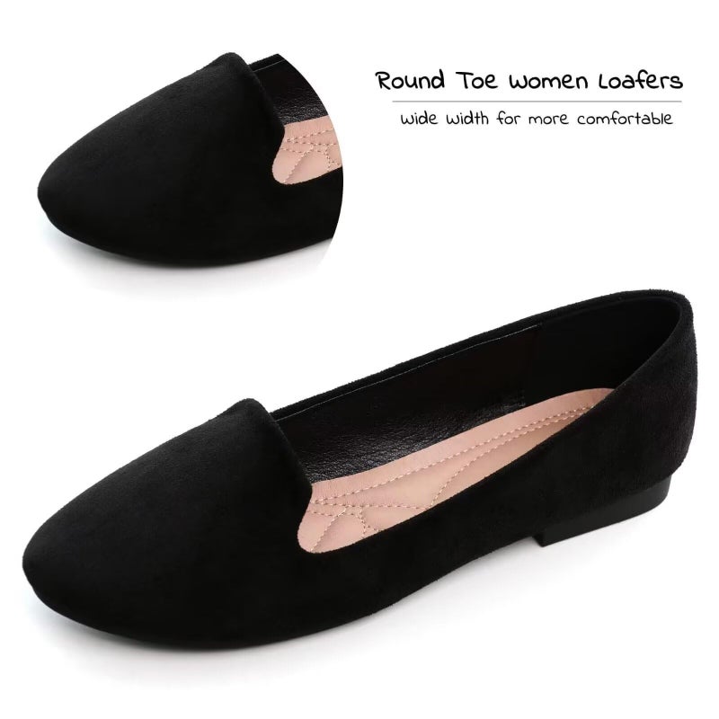 SAILING LU Women Round Toe Flats Comfortable Ballet Flat Shoes for Women Dressy Black Slip-ons Loafers Black Size 8.5 - Image 3