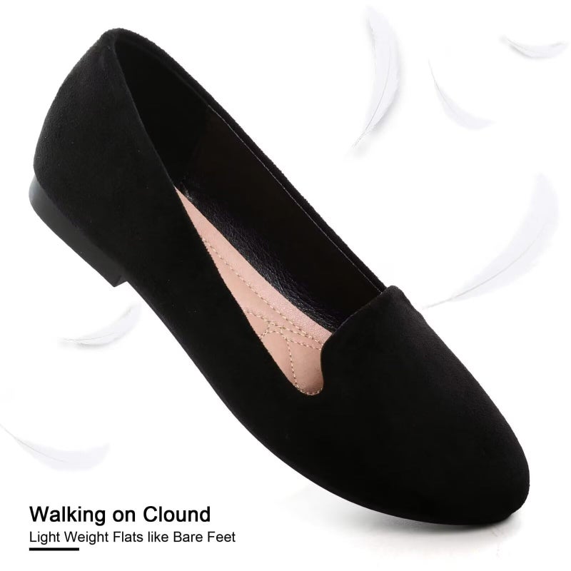 SAILING LU Women Round Toe Flats Comfortable Ballet Flat Shoes for Women Dressy Black Slip-ons Loafers Black Size 8.5 - Image 5