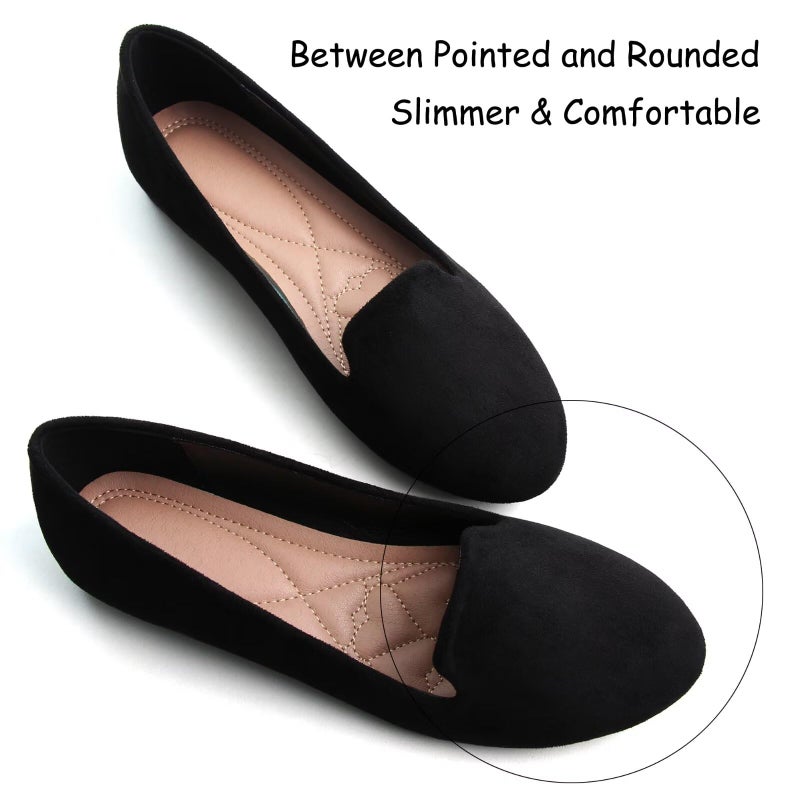 SAILING LU Women Round Toe Flats Comfortable Ballet Flat Shoes for Women Dressy Black Slip-ons Loafers Black Size 8.5 - Image 2