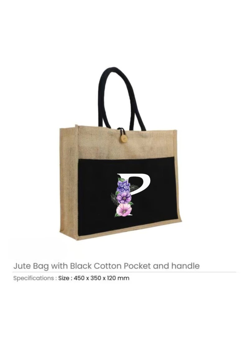 PRINTSHOP4ME Jute Bag Initial Letter Printed Design–Reusable,Durable Tote Bag For Gifting Or Everyday Use|Used For Festive Celebrations&Gifts For Special Person - Image 4