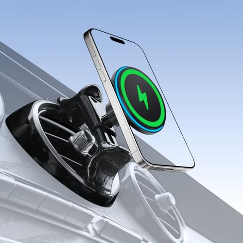 ZKJAYOE MagSafe Car Mount for Mercedes-Benz [15W Wireless Charging], Round Air Vent Holder, Compatible with Mercedes Benz GLC, C-Class, E-Class, A/B/C-Class, GLC/GLB/GLA/Sprinter, Mercedes Benz Accessories - Image 1