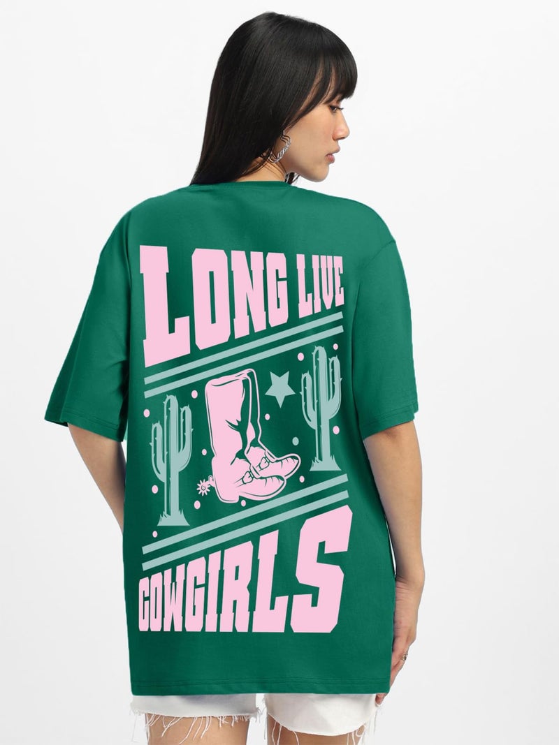 JUNEBERRY® Pure Cotton Oversized Loose Baggy Fit Drop Shoulder Half Sleeve Cool Front & Back Graphic Printed Round Neck T-Shirt Combo for Women (PO3_OS_JB_SS25_CODG_SEBK_MGLC_XL) - Image 2