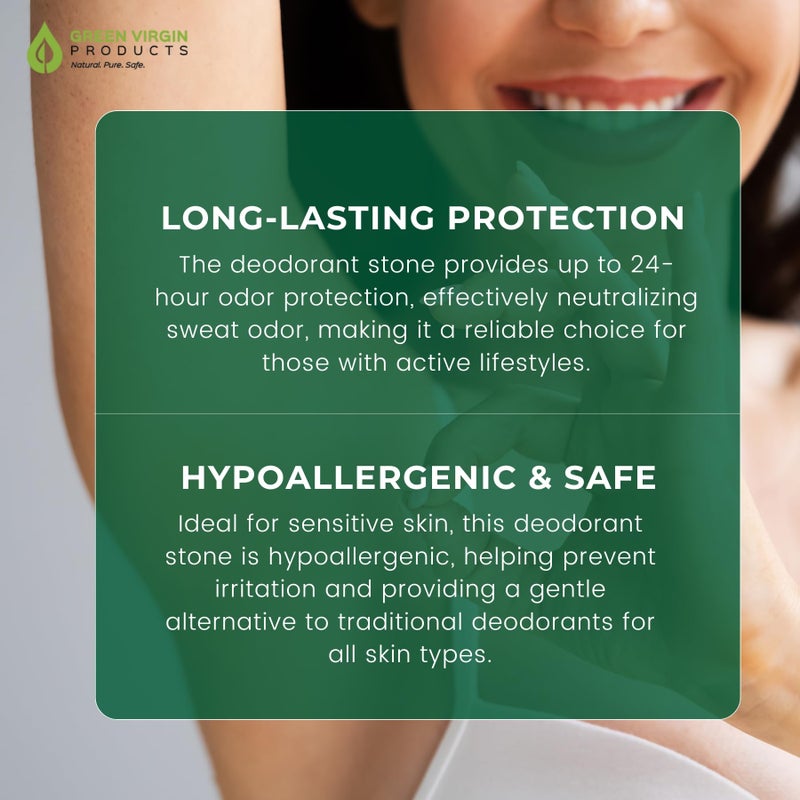 Green Virgin Products | 100% Pure Deodorant Stone | All Natural Mineral Salts Deodorant Stone - Image 3