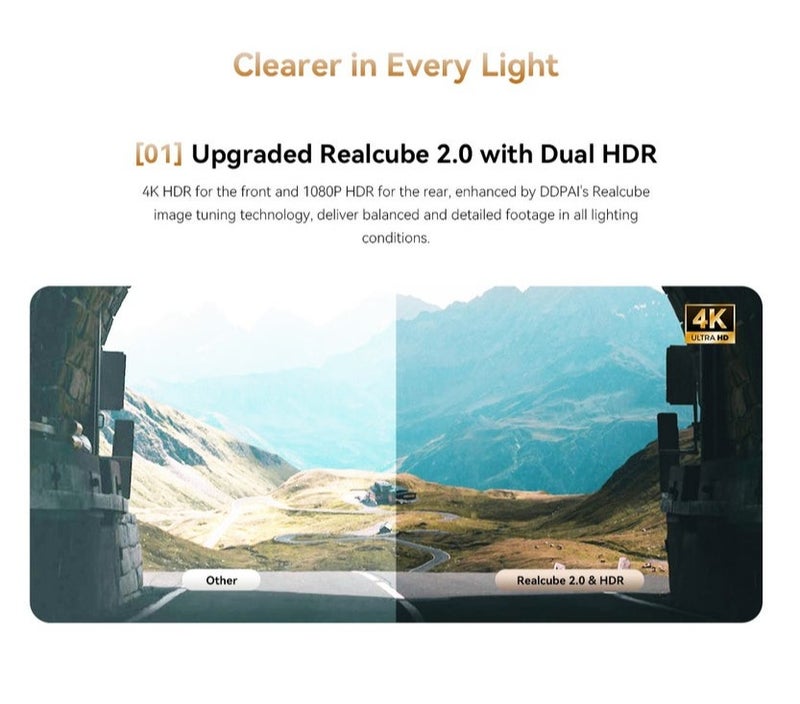 دي دي باي كاميرا لوحة القيادة DDPAI Z60 Pro 3CH – رؤية ثلاثية (4K أمامية، 1080P خلفية، 2K للمقصورة)، مستشعر مزدوج Sony STARVIS 2، اتصال 4G، مراقبة الموقف 24/7 وجي بي إس مدمج - Image 4