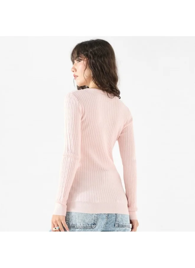 2Xtremz 2Xtremz Textured Sweater with Round Neck and Long Sleeves