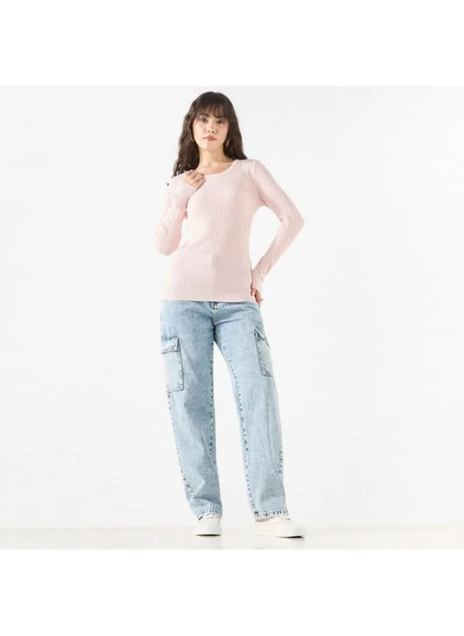2Xtremz 2Xtremz Textured Sweater with Round Neck and Long Sleeves