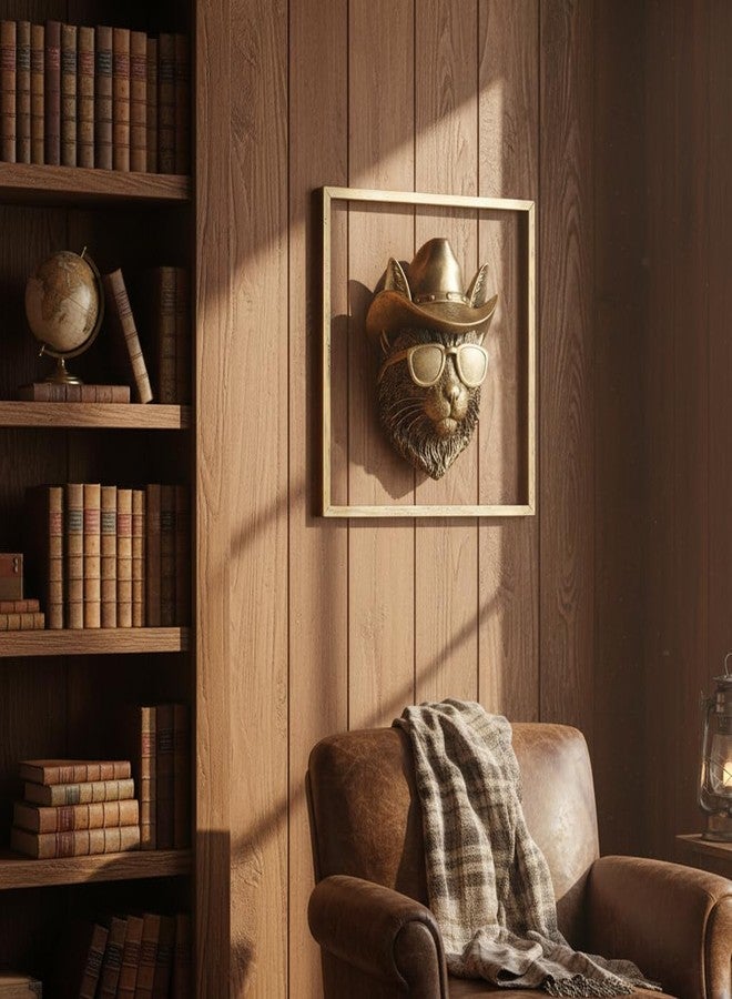 Newinhome ديكور حائط برؤوس حيوانات من نيوينهوم (يتضمن إطارًا معدنيًا) منحوتات حيوانات من الراتنج، ديكور حائط معلق، منحوتة جدارية ذهبية عتيقة لغرفة المعيشة وغرفة النوم والمكتب (وشق) - Image 4