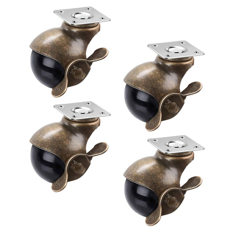 4Pcs Heavy Duty Casters with Brake Swivel Metal Top Plate Wheels for Furniture Cabinets Chairs Tables - Image 1