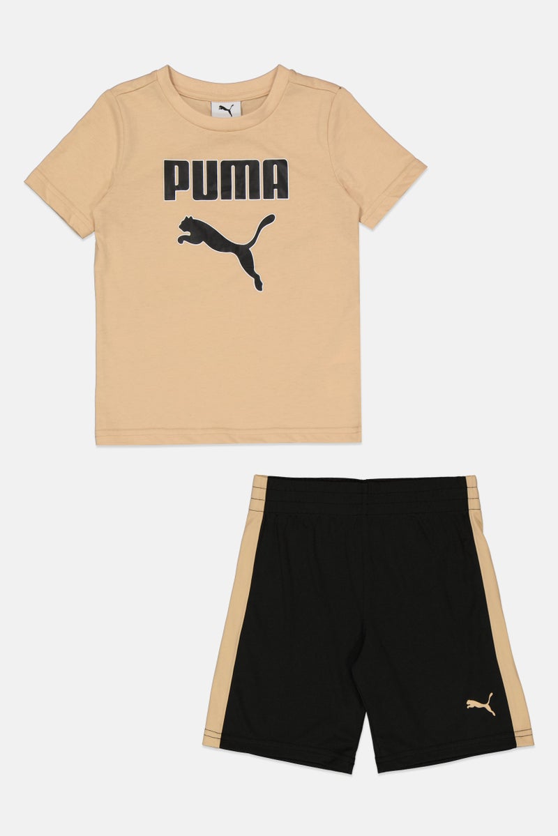 PUMA Toddlers Boy 2 Pieces Brand Logo Short Sleeve T-Shirt And Shorts Set, Multicolor - Image 2