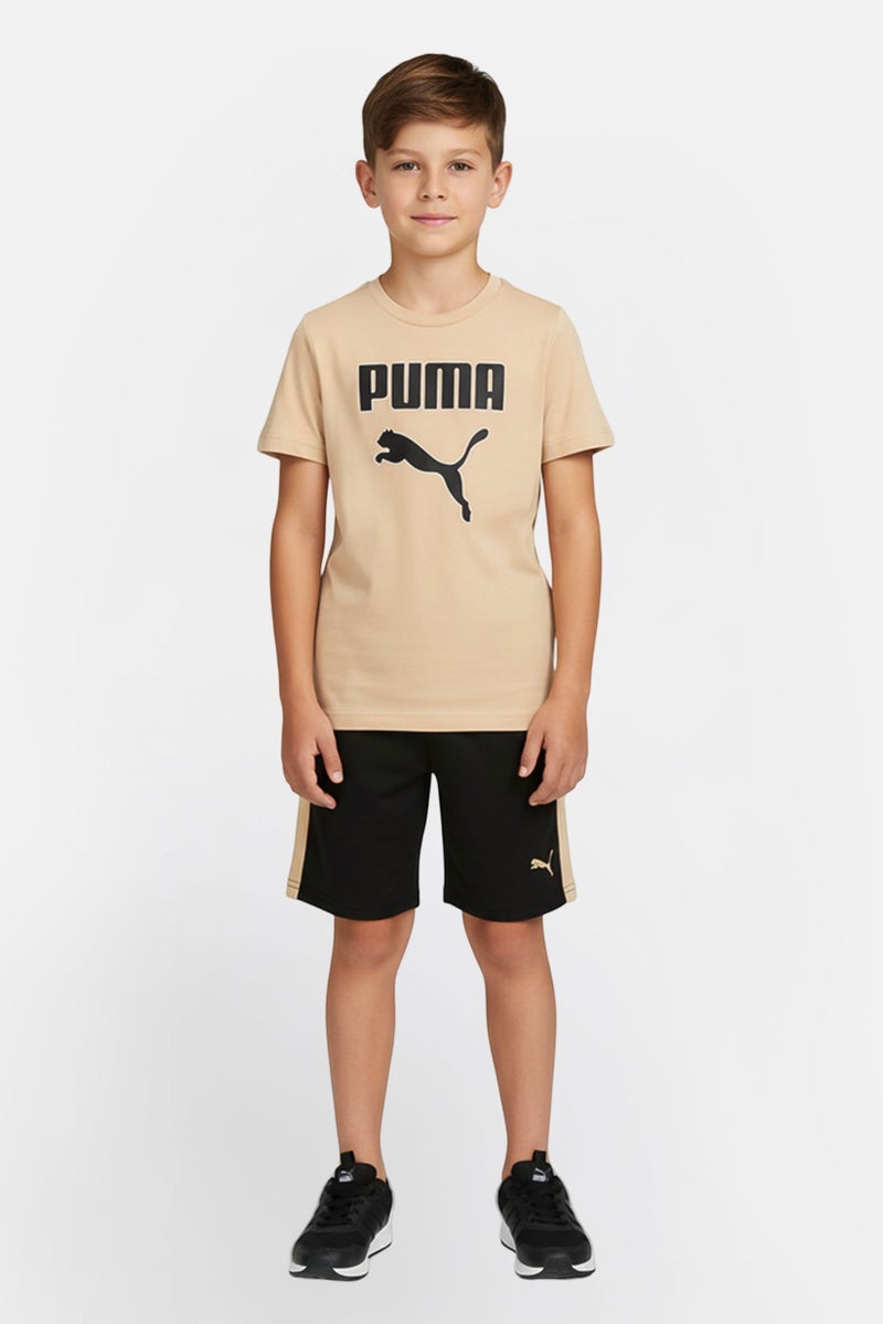PUMA Toddlers Boy 2 Pieces Brand Logo Short Sleeve T-Shirt And Shorts Set, Multicolor - Image 1