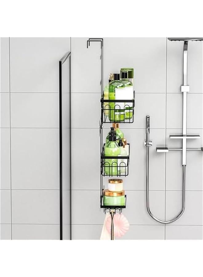 HOOKOR Durku Shower Caddy Hanging Over The Door, 3 Tier Shower Organizer Hanging with Soap Holder, Rustproof Shower Shelves with Hooks for Bathroom,Shampoo and Shower Gel, No Drilling, Black - Image 3