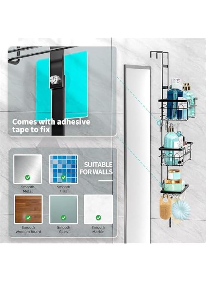 HOOKOR Durku Shower Caddy Hanging Over The Door, 3 Tier Shower Organizer Hanging with Soap Holder, Rustproof Shower Shelves with Hooks for Bathroom,Shampoo and Shower Gel, No Drilling, Black - Image 4
