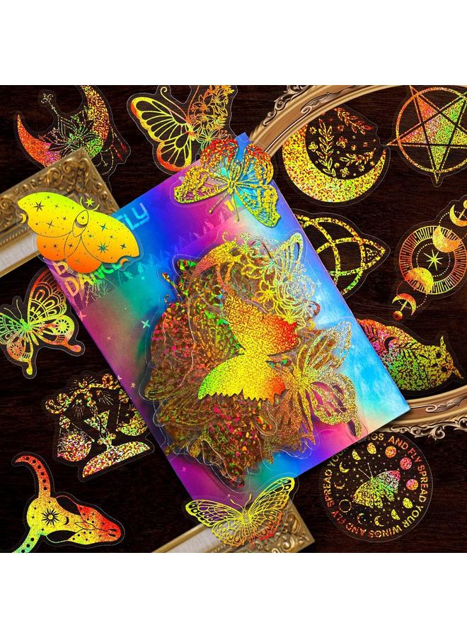 الأزرق جي دبليو 100 ملصقات ليزر الفراشة الشفافة Holographic Stickers PET ملصقات الليزر الإبداعية الرجعية - Image 2