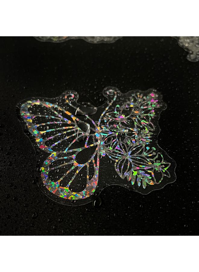 الأزرق جي دبليو 100 ملصقات ليزر الفراشة الشفافة Holographic Stickers PET ملصقات الليزر الإبداعية الرجعية - Image 5