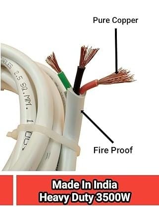 3 CORE COPPER CABLE WIRE 25 MM FOR AC HOME DOMESTIC INDUSTRIAL ELECTRICAL USES ISI MARK WHITE PVC 7 METER Copper 35 METER  - Image 2