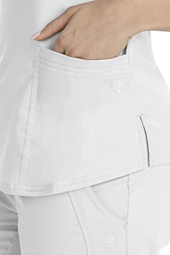 Healing Hands Scrubs for Women Y-Neck Jane Modern Fit, Triple Stitch Detail, 2 Pockets, 2-Way Stretch & Shirttail Hem - 2167, XS, White - Image 4