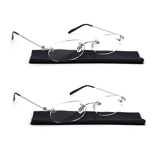 Viseng 2 Pairs Unisex Super Lightweight Rimless Quality Readers Ultra Thin Clear Lenses Frameless Reading Glasses +2.5 - Image 1