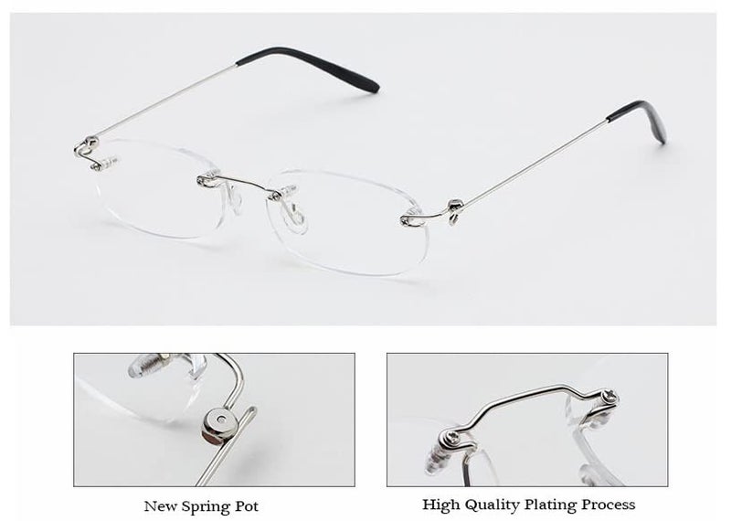 Viseng 2 Pairs Unisex Super Lightweight Rimless Quality Readers Ultra Thin Clear Lenses Frameless Reading Glasses +2.5 - Image 4
