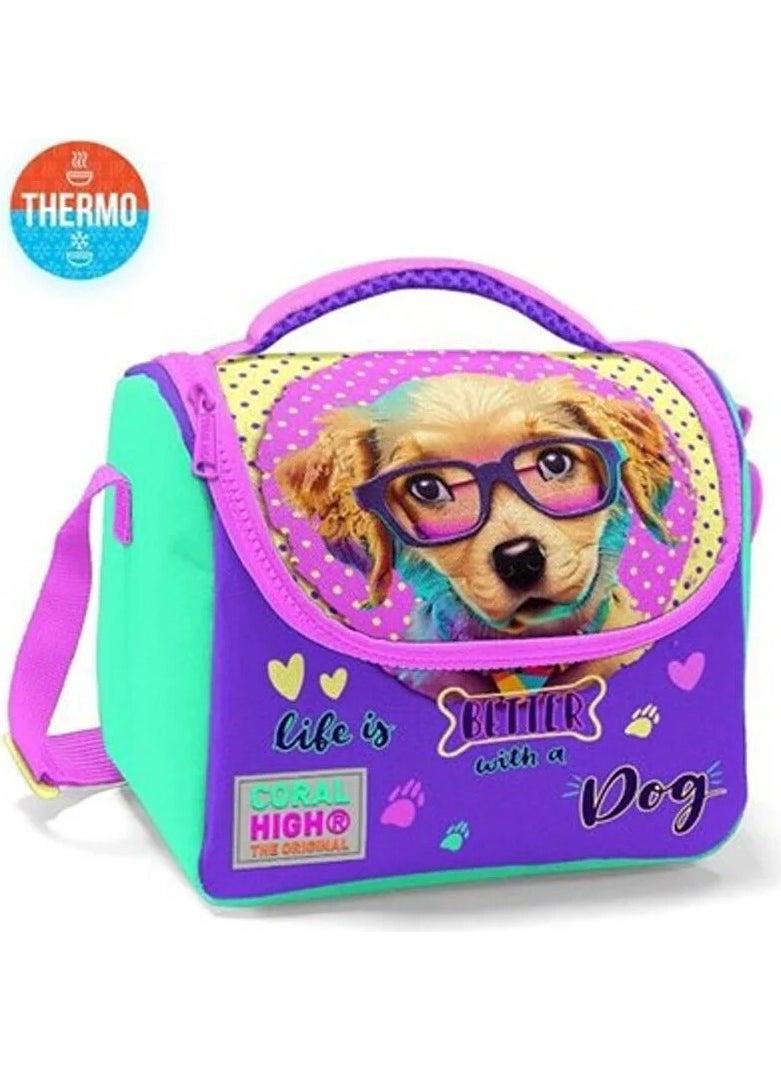 CORAL HIGH Kids Pink Dog Patterned Thermo Lunchbox 11752  - Image 1
