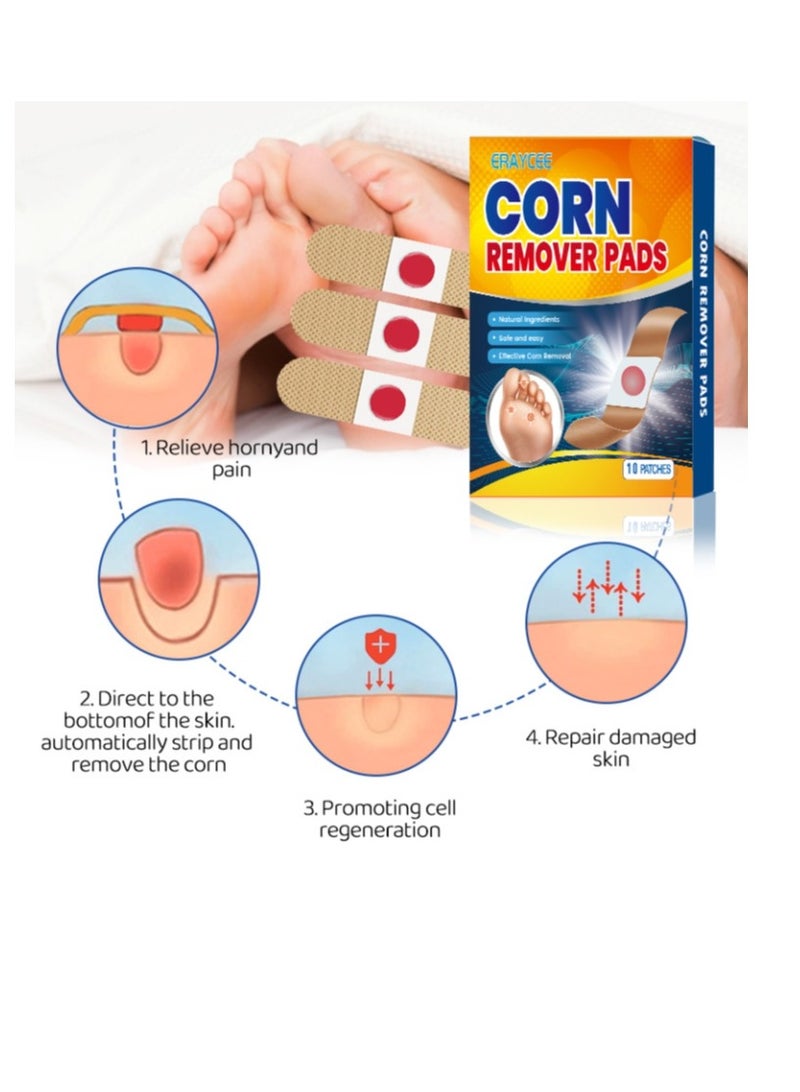 ERAYCEE Foot Corn Removal Plaster, Natural Ingredients, Foot Care Expert, Calluses Plantar Treatment, Relief Pain From Calluses, Corns, Blisters, Heel Frictions 10Pcs  - Image 2
