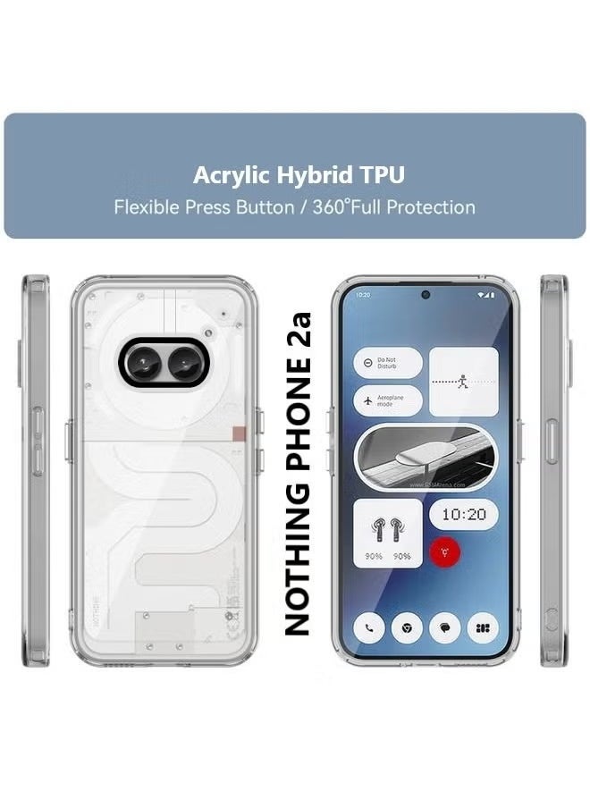 ELTRAZONE Nothing Phone 2A Case Cover with Full Glue Tempered Glass Screen Protector, Compatible for Nothing Phone 2A - Acrylic Clear, Slim Fit, Shockproof, Scratch-Resistant, Full Protection - Image 2