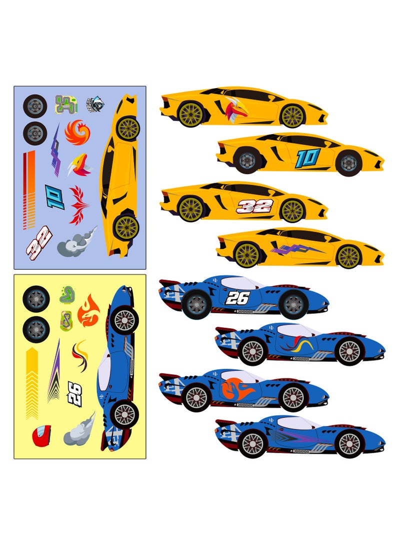 18 ورقة من ملصقات سيارات السباق تصنع وجهًا للأنشطة، اصنع ملصقاتك الخاصة للأطفال الصغار في حفلات أعياد الميلاد، مستلزمات الحرف اليدوية - Image 4