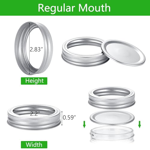 EvaHab 72Pcs Canning Lids with Rings Regular Mouth, for Ball, Kerr Jars - Split-Type Metal Mason Jar Lids for Canning - 100% Fit & Airtight for Jars (36Lids+36Rings for Regular Mouth) - Image 3