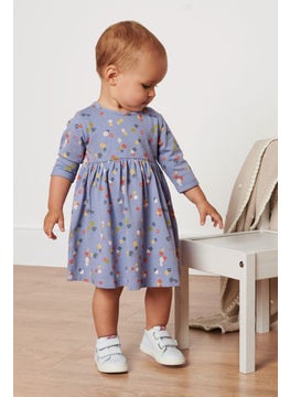 Toddler Girl All Over Print Dress, Purple Combo