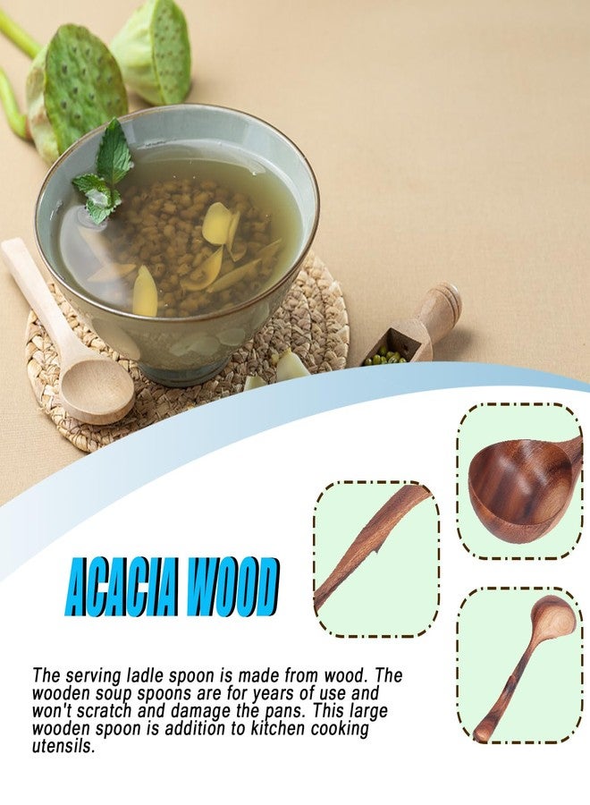 lvifloae Wooden Ladle for Soup Cooking, Long Handle Ladle Acacia Wood Soup Serving Spoon Wooden Cooking Utensils Kitchen Dinnerware Tool Smooth Finish Lightweight Natural with Texture(Large) - Image 5