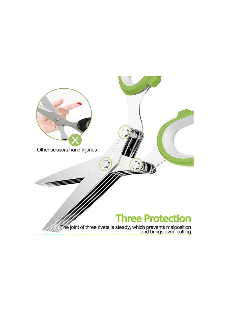Glorihoby Kitchen Scissors, 5 Blade Kitchen Salad Scissors, Kitchen Herb Shears, Stainless Steel Kitchen Salad Shears With Safety Cover And Cleaning Comb (Blue) - Image 5