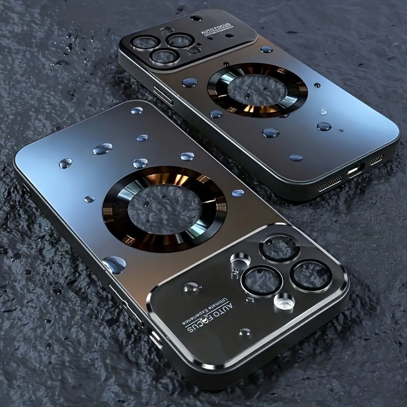غلاف هاتف ذهبي تيتانيوم لون معدني مات مغناطيسي لشحن لاسلكي لـ iPhone 13 Pro مع حماية زجاجية للنافذة مضاد للصدمات غطاء خلفي - Image 5