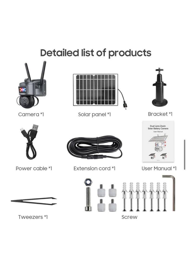 Generic Outdoor Security Solar Camera 4MP 4G/WIFI Tuya Smart Home 21000mAh Battery Garden Lights CCTV Surveillance Compatible For Alexa Siri  - Image 3