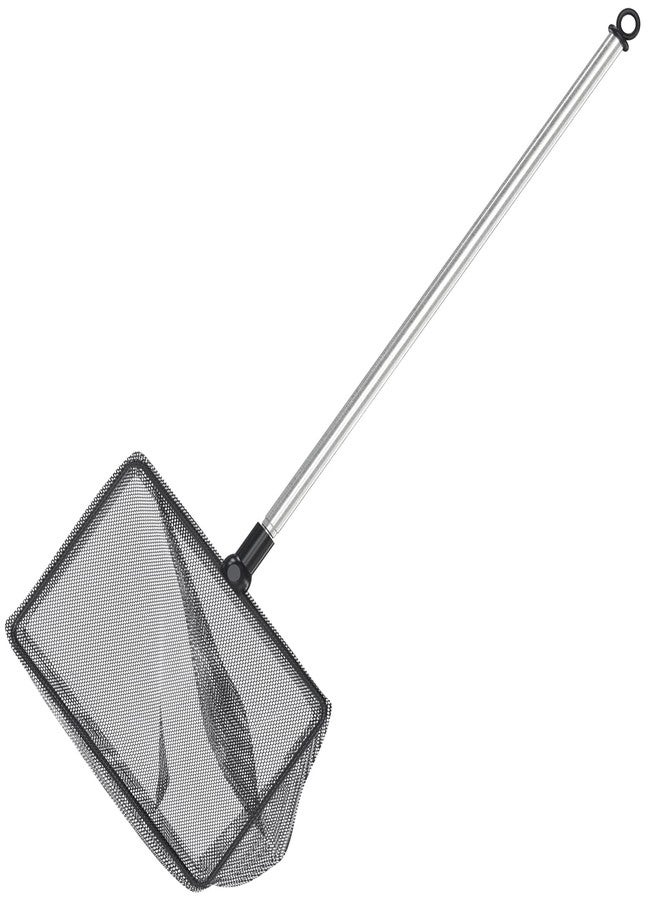 Pawfly 5 Inch Aquarium Fish Net with Telescopic Stainless Steel Handle Larger Square Net with Soft Fine Mesh Sludge Food Residue Wastes Skimming Cleaning Net for Fish Tanks Small Koi Ponds and Pools - Image 1