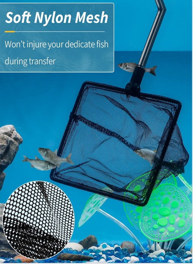 Pawfly 5 Inch Aquarium Fish Net with Telescopic Stainless Steel Handle Larger Square Net with Soft Fine Mesh Sludge Food Residue Wastes Skimming Cleaning Net for Fish Tanks Small Koi Ponds and Pools - Image 3