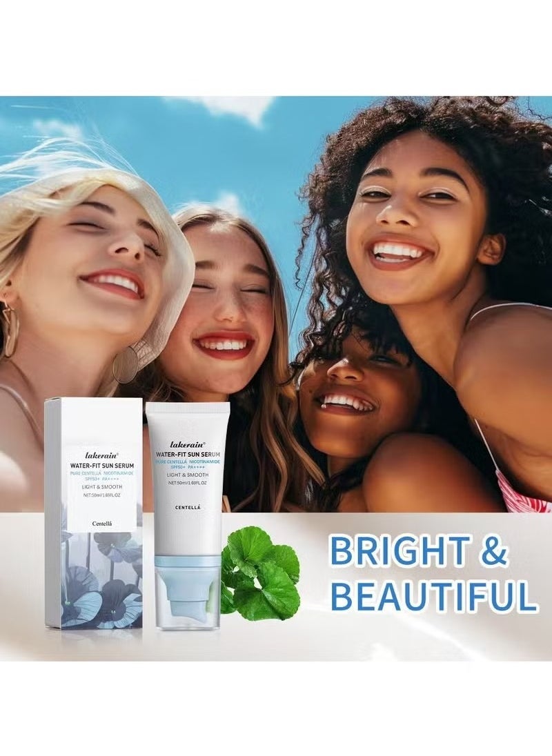 lakerain Sunscreen SPF 50, Hyalu Cica Water-Fit Sun Serum, Face Sun Screen Long-Lasting Protection, Cen-tella Madagascar Sunscreen, NO White Cast - Dry Oily Skincare (Blue 1)  - Image 2