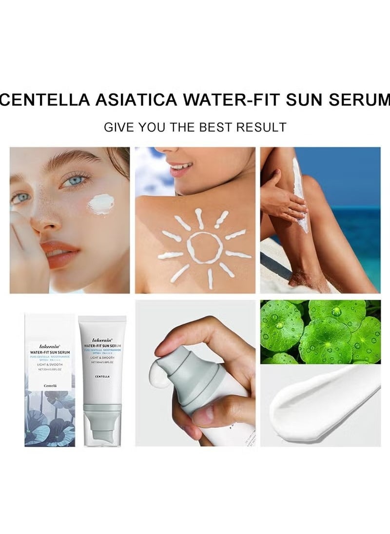 lakerain Sunscreen SPF 50, Hyalu Cica Water-Fit Sun Serum, Face Sun Screen Long-Lasting Protection, Cen-tella Madagascar Sunscreen, NO White Cast - Dry Oily Skincare (Blue 1)  - Image 3
