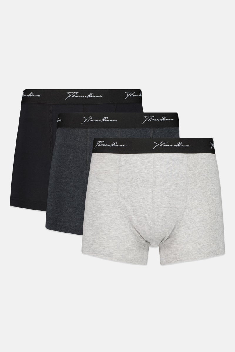 Threadbare Men 3 Pcs Brand Logo Boxer Briefs, Multicolor - Image 1