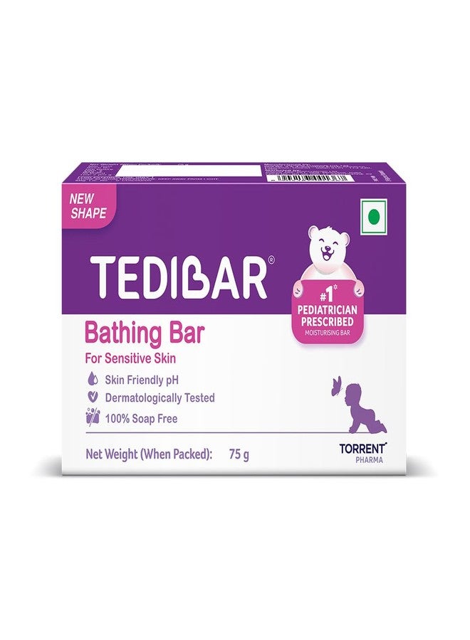 تيديبار صابون تيديبار المرطب لاستحمام الأطفال 75 غرام (عبوة واحدة) خالٍ من الصابون بنسبة 100%، صابون الترطيب رقم 1* الذي يصفه أطباء الأطفال - من إنتاج شركة تورنت فارما - Image 1