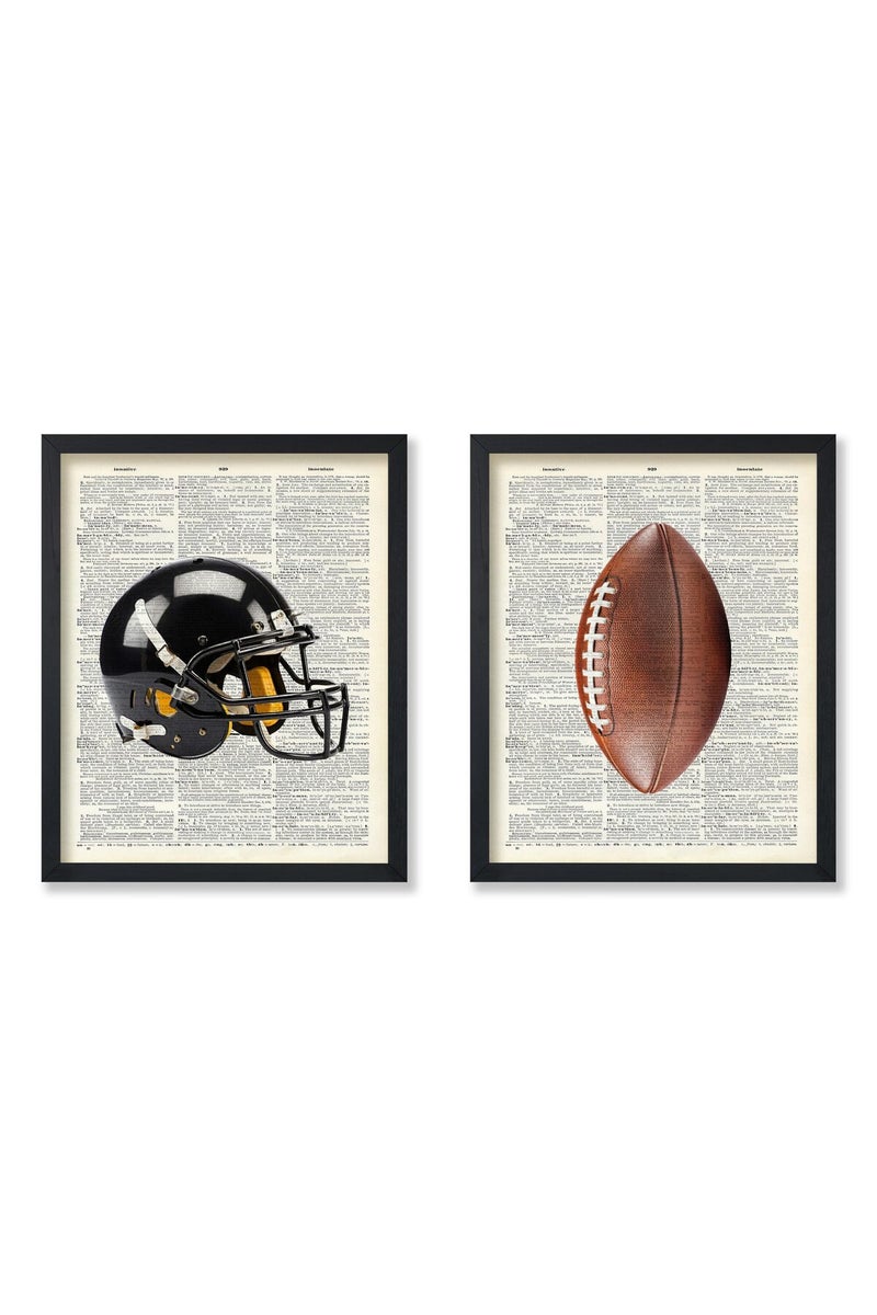 Poster Master ALAYRA Poster Master 2-Piece Sports Poster - Football Print and Helmet Art - Dictionary Art - Physical Education - Great Gym or Office Wall Decor - 8x10 Unframed - Image 1