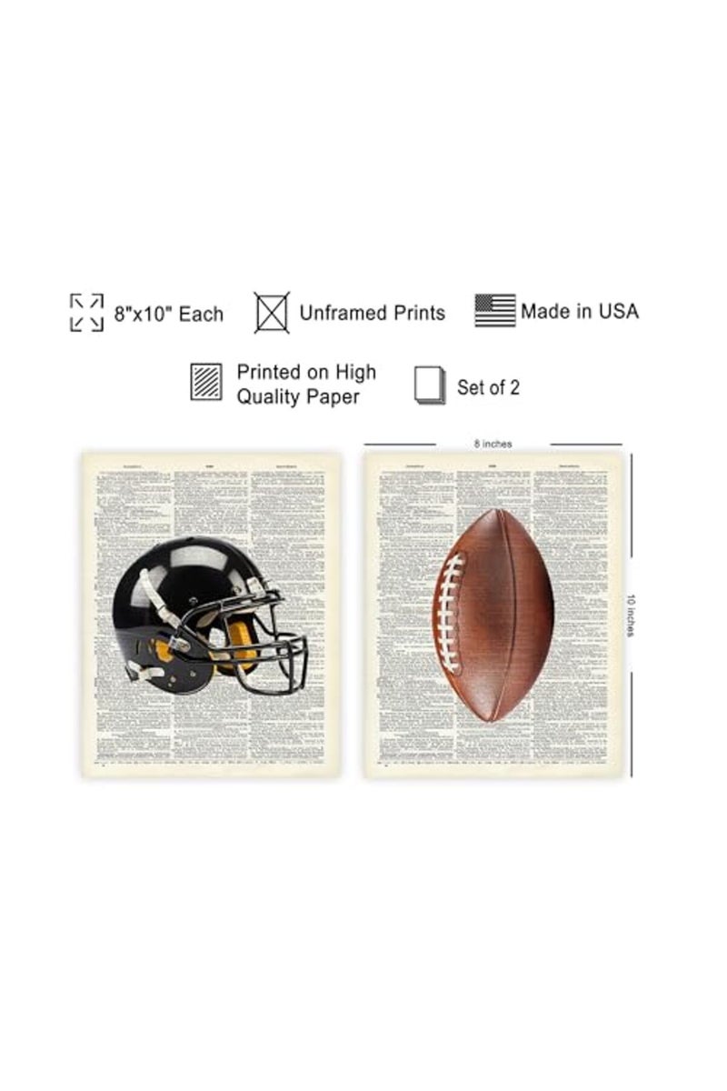 Poster Master ALAYRA Poster Master 2-Piece Sports Poster - Football Print and Helmet Art - Dictionary Art - Physical Education - Great Gym or Office Wall Decor - 8x10 Unframed - Image 2