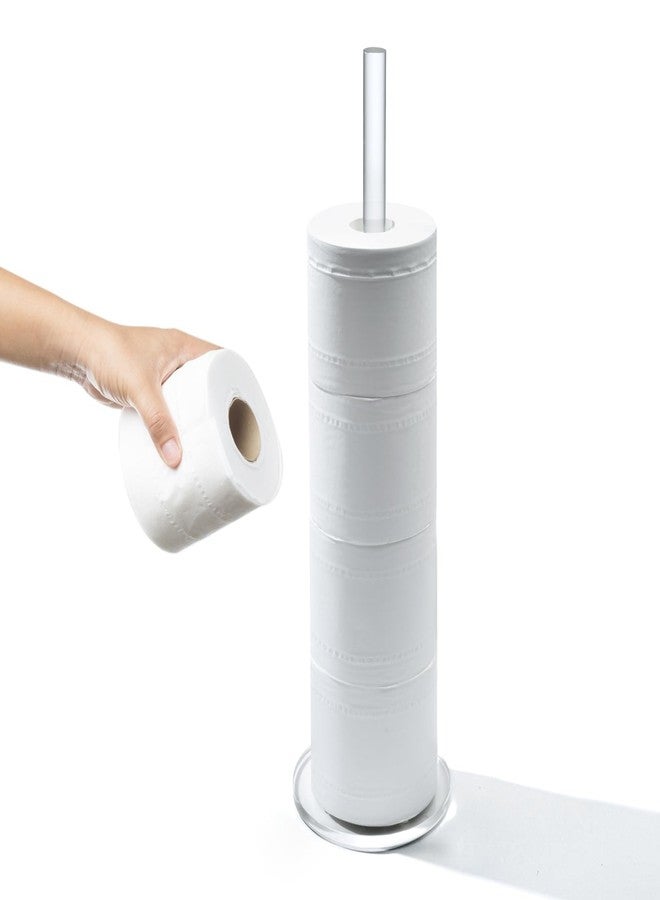MyGift Toilet Paper Holder Stand for Bathroom - Tissue Holders Roll Storage Free Standing - Floor toliet Paper Towel Holder freestanding - Modern Decor Stainless tp Tower Rolls Dispenser Bath Accessories - Image 1