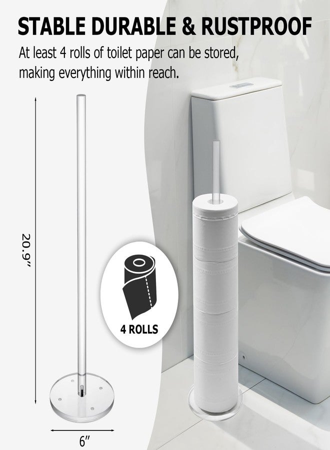 MyGift Toilet Paper Holder Stand for Bathroom - Tissue Holders Roll Storage Free Standing - Floor toliet Paper Towel Holder freestanding - Modern Decor Stainless tp Tower Rolls Dispenser Bath Accessories - Image 2