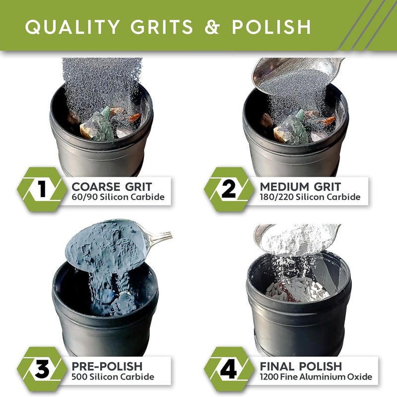 Polly Plastics Rock Tumbler Tumbling Media Grit Kit & Ceramic Filler - Image 2